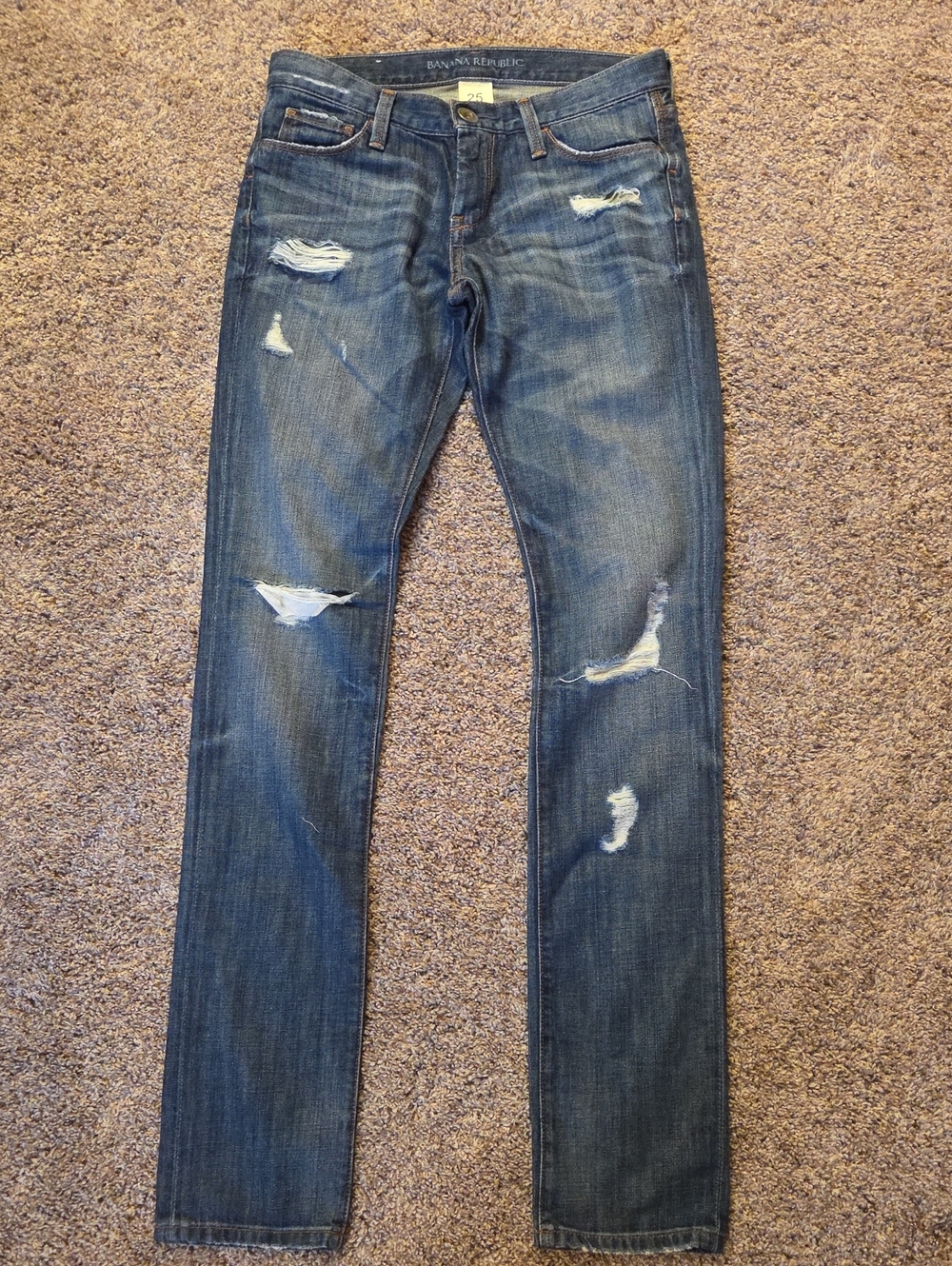Banana Republic Women's Skinny Distressed Jeans - Dark Blue Wash Size 25 (0)